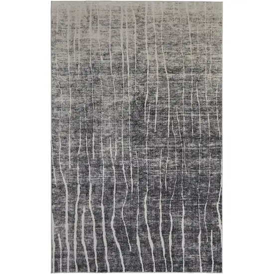 Black Gray and Ivory Abstract Power Loom Area Rug Photo 2