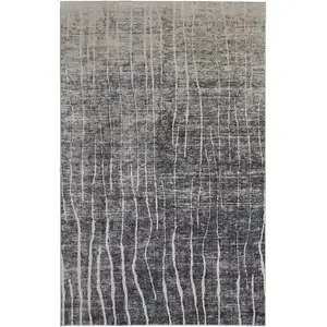 Photo of Black Gray and Ivory Abstract Power Loom Area Rug