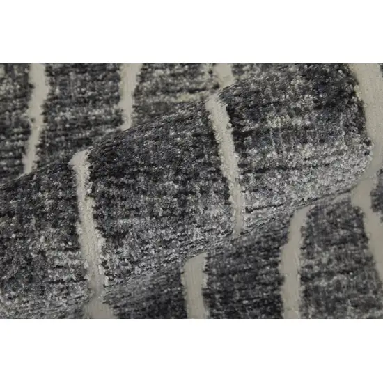 Black Gray and Ivory Abstract Power Loom Area Rug Photo 9