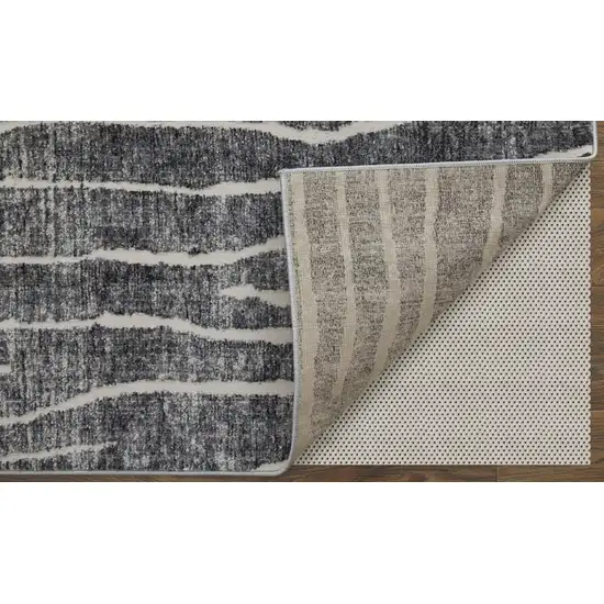 Black Gray and Ivory Abstract Power Loom Area Rug Photo 8