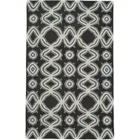 Photo of Black Gray and Ivory Wool Abstract Hand Tufted Area Rug