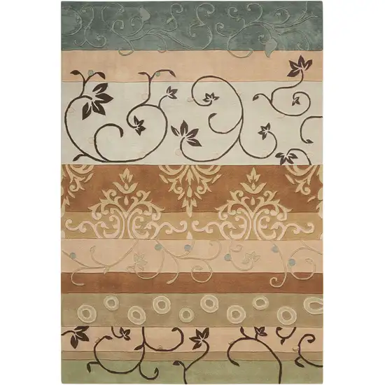 Black Gray and Tan Floral Vines Area Rug Photo 2