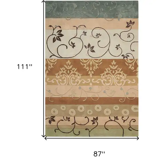 Black Gray and Tan Floral Vines Area Rug Photo 3