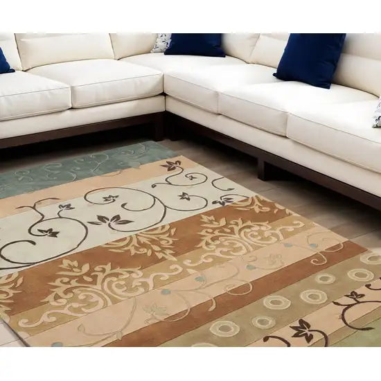 Black Gray and Tan Floral Vines Area Rug Photo 1