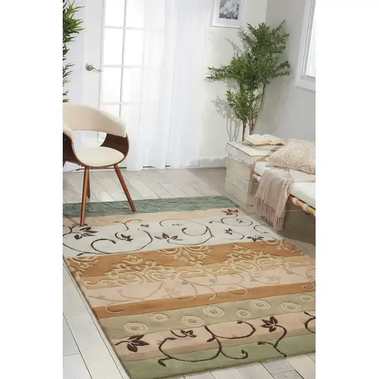 Black Gray and Tan Floral Vines Area Rug Photo 8