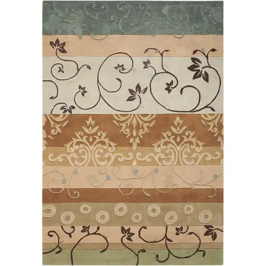 Black Gray and Tan Floral Vines Area Rug Photo 5