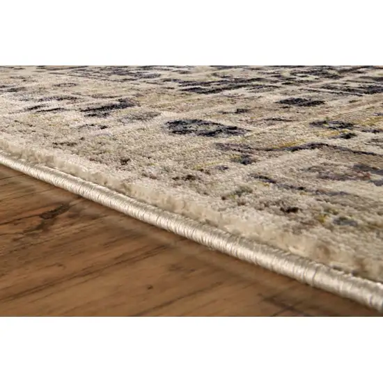 Black Gray and Tan Oriental Power Loom Worn Faded Area Rug Photo 4