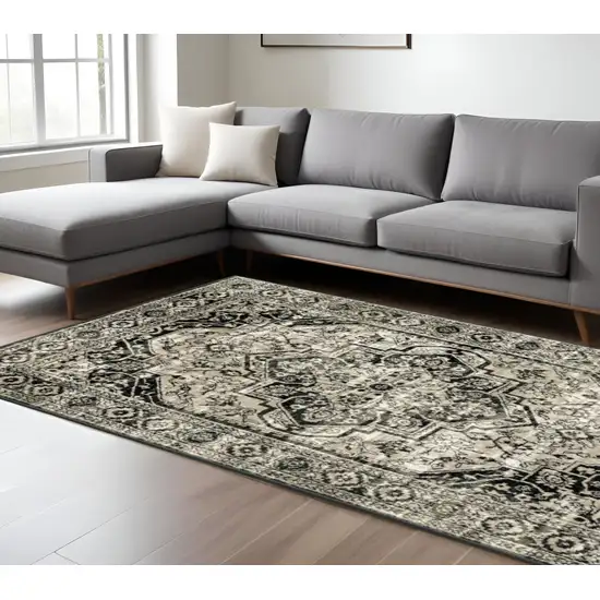 Gray and Ivory Oriental Power Loom Area Rug Photo 1