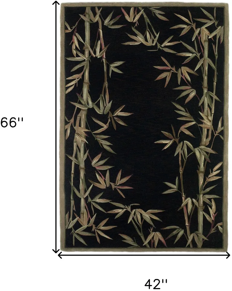 Black Hand Tufted Bordered Bamboo Indoor Area Rug Photo 4