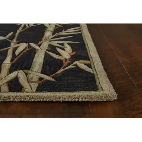 Black Hand Tufted Bordered Bamboo Indoor Area Rug Photo 2