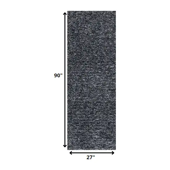 Black Heather Plain Runner Rug Photo 2