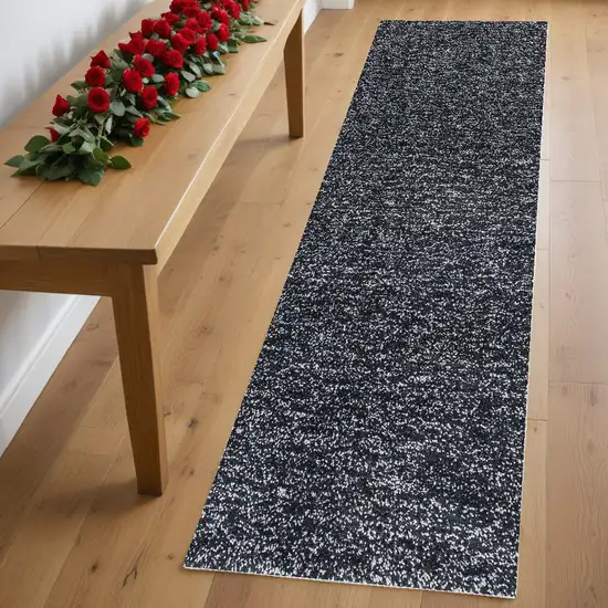 8' Black Heather Plain Runner Rug Photo 1