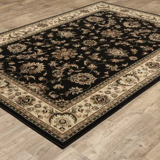 Black Ivory And Brown Oriental Area Rug Photo 4