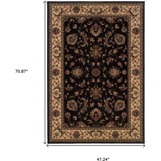 Black Ivory And Brown Oriental Area Rug Photo 3