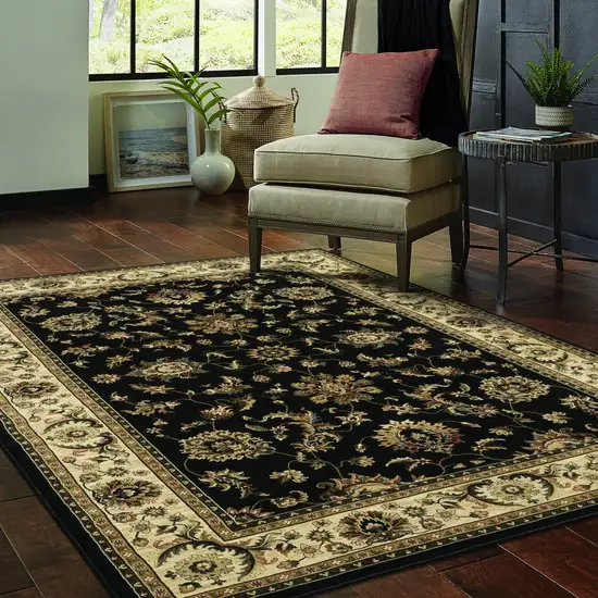 Black Ivory And Brown Oriental Area Rug Photo 8