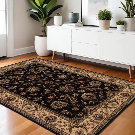 Black Ivory And Brown Oriental Area Rug Photo 1