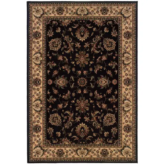 Black Ivory And Brown Oriental Area Rug Photo 2