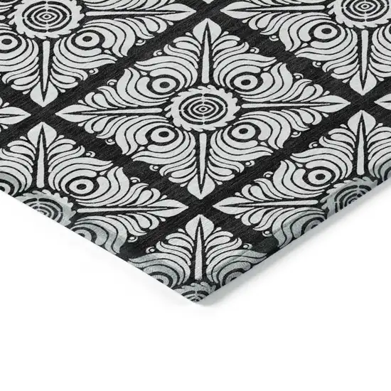 Black Ivory And Gray Medallion Washable Indoor Outdoor Area Rug Photo 5