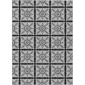 Photo of Black Ivory And Gray Medallion Washable Indoor Outdoor Area Rug