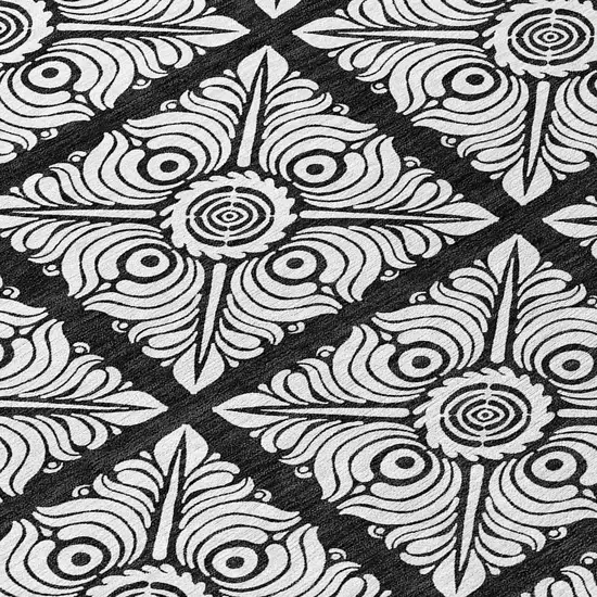 Black Ivory And Gray Medallion Washable Indoor Outdoor Area Rug Photo 6