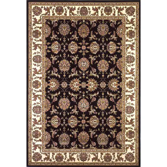 Black Ivory Machine Woven Floral Traditional Indoor Accent Rug Photo 1