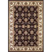 Photo of Black Ivory Machine Woven Floral Traditional Indoor Accent Rug