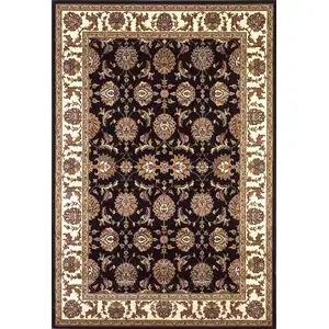 Photo of Black Ivory Machine Woven Floral Traditional Indoor Accent Rug