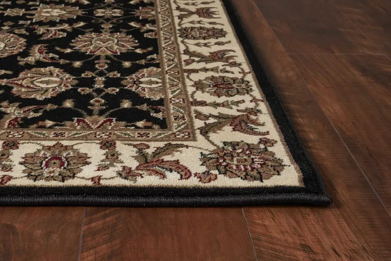 Black Ivory Machine Woven Floral Traditional Indoor Accent Rug Photo 5