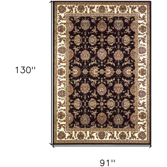 Black Ivory Machine Woven Floral Traditional Indoor Area Rug Photo 3