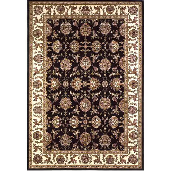 Black Ivory Machine Woven Floral Traditional Indoor Area Rug Photo 2