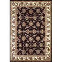 Photo of Black Ivory Machine Woven Floral Traditional Indoor Area Rug