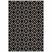 Photo of Black Ivory Machine Woven Geometric Diamonds Indoor Area Rug