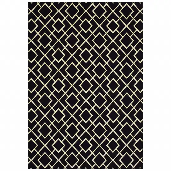 Black Ivory Machine Woven Geometric Diamonds Indoor Area Rug Photo 1