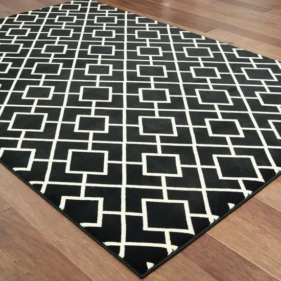 Black Ivory Machine Woven Geometric Diamonds Indoor Area Rug Photo 3