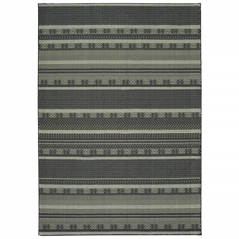 Black Ivory Machine Woven Geometric Indoor Area Rug Photo 1