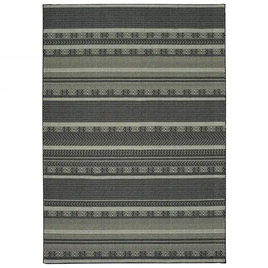 Black Ivory Machine Woven Geometric Indoor Area Rug Photo 1