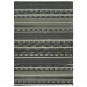 Photo of Black Ivory Machine Woven Geometric Indoor Area Rug