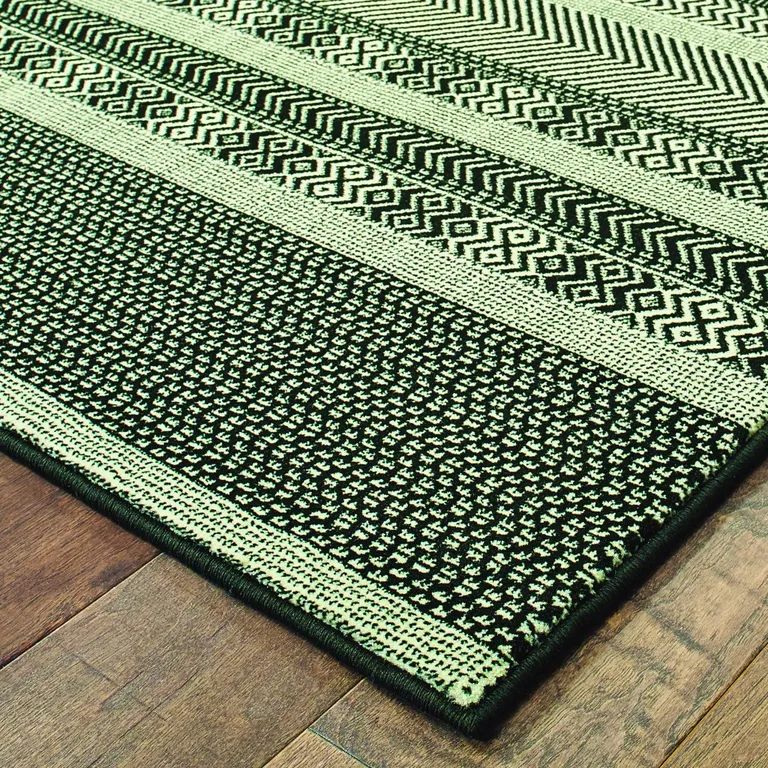 Black Ivory Machine Woven Geometric Indoor Runner Rug Photo 3