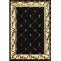 Photo of Black Machine Woven Hand Carved Fleur De Lis Indoor Accent Rug