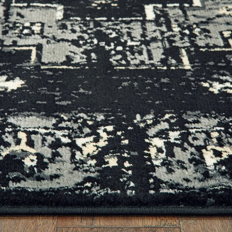 Black Medallion Oriental Area Rug Photo 5