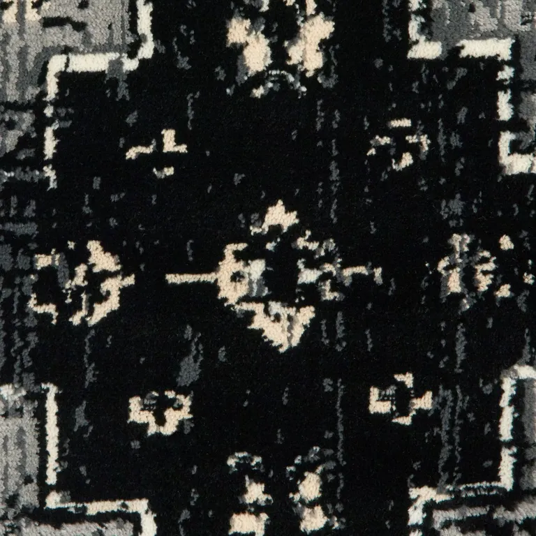 Black Medallion Oriental Area Rug Photo 2