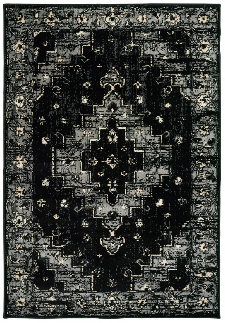 Black Medallion Oriental Area Rug Photo 1