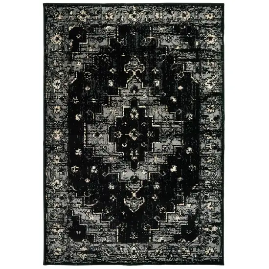 Black Medallion Oriental Area Rug Photo 1