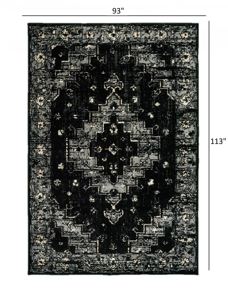 Black Medallion Oriental Area Rug Photo 5