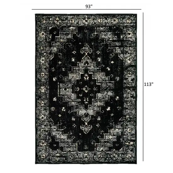 Black Medallion Oriental Area Rug Photo 5