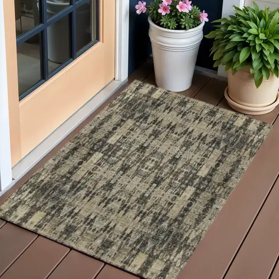 Black Moroccan Washable Non Skid Indoor Outdoor Area Rug Photo 1