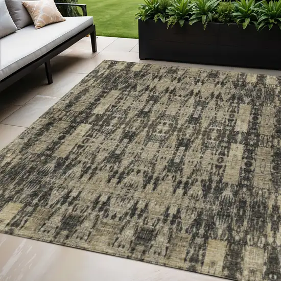 Black Moroccan Washable Non Skid Indoor Outdoor Area Rug Photo 1