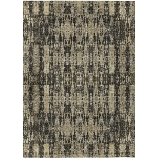 Black Taupe And Beige Moroccan Washable Indoor Outdoor Area Rug Photo 2