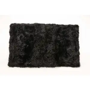 Photo of Black Natural Rectangular Sheepskin Area Rug