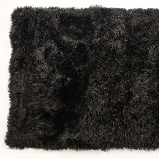 Black Natural Rectangular Sheepskin Area Rug Photo 8